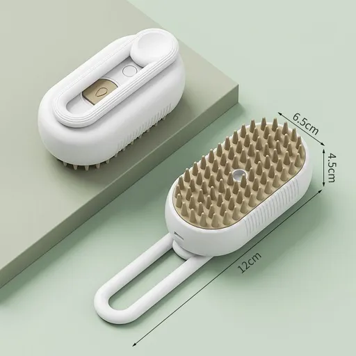 2 Pieces White Pet Electric Spray Massage Comb for Dogs and Cats 3-in-1 Steam Grooming Brush for De-shedding and Waterless Cleaning Solution for Local Pet Owners