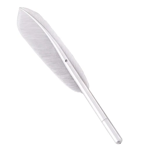 Feather Ballpoint Pens Black Ink Natural Feather Quill Ballpoint Pen for Office, Retro Quill Writing Wedding Sign Pen Silver