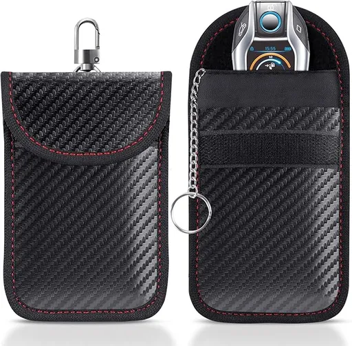 Faraday Pouch for car Keys,2 Pack Faraday Bag Car Key Signal Blocking Pouch ， Keyless Entry Car Keys Case | RFID Blocker Bag for Car Security ，Anti-Theft Remote Entry Keyless Protect-Black