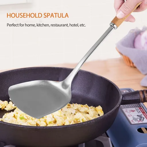 Kitchen Spatula Set with Stainless Steel Blades and Comfortable Wooden Handles, Non-Stick Cooking Utensils for Home and