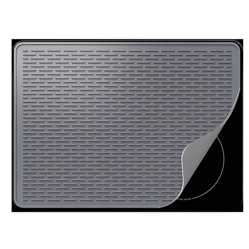 Multipurpose Sink Mat Silicone Non-Slip Under Sink Mat Heat Resistant Solid Flexible Dishwasher Safe Stove Top Cover, Dark Grey