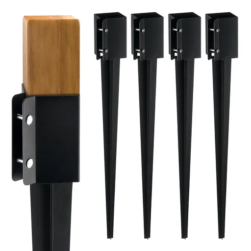 Fence Post Anchor Ground Spike 4 Pack 36 x 4 x 4 In Metal Fence Stakes