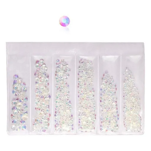 1440Pcs Glitter Rhinestones Crystal Clear Flat Bottom Glass Nail Art Nail Drill - Starry