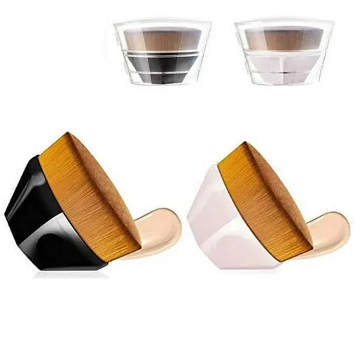 Foundation Brush - 2-Pack Multifunctional Face Brushes - Perfect for blending liquid cream or flawless foundation (black/pink)