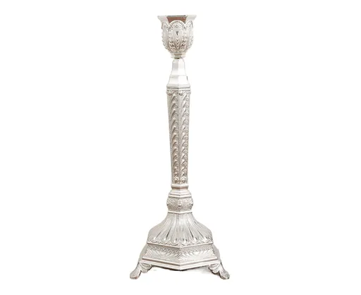 Glossy Candlestick Holder-Silver Short