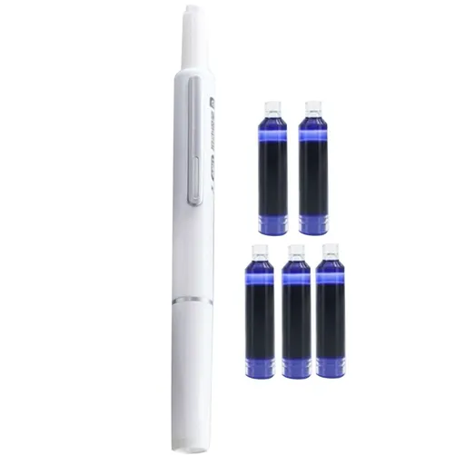 Retractable Fountain Pen, Fountain Pen Retractable, Fountain Pen, 0.38mm Black Ink Transparent Barrel Includes 4 Refillable Ink Cartridges, Smooth Writing No Leaking Fine Nib Fountain Pen Set