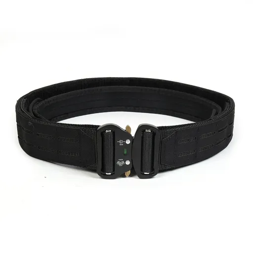 Dual Layer Quick Release Tactical Belt - Attachment System, Alloy Cobra Buckle, Adjustable Nylon(black)