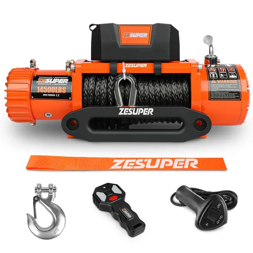 Electric Winch 14500lbs 12V Synthetic Rope Wireless Remote 4X4 4WD