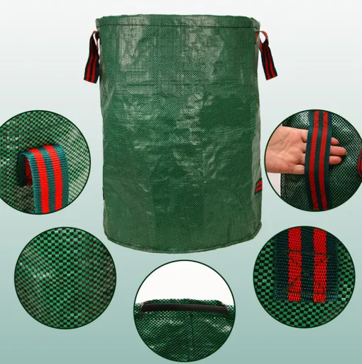 500L(Calibre80*100cm) Heavy Duty Collapsible Garden Waste Bags (Set of 2) - Large Reusable Yard Leaf Bin