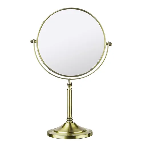 Tabletop Mount Vanity Round Mirror, 1X/5X Magnification, Iron, 7.2"L x 4.92"W, Gold coated construction