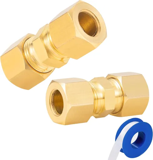 Brass Compression Fitting,1/2-Inch OD Compression Union,Brass Compression Tube Fitting(1/2" Tube OD x 1/2" OD Union Connector)