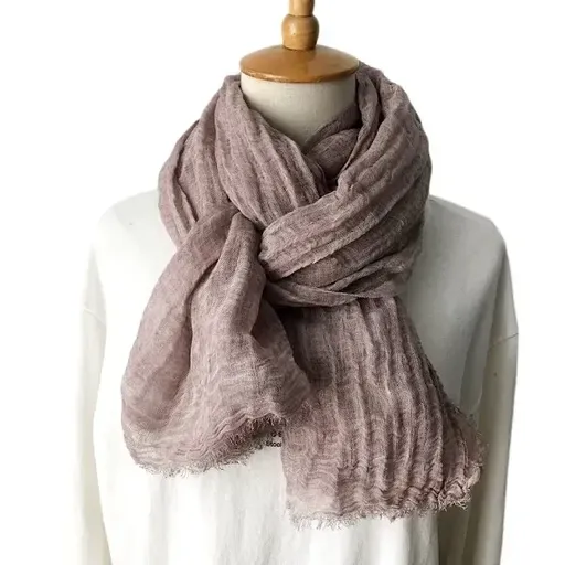 Pink Cotton Linen Scarf for Men and Women, 180x70 cm Oversized Lightweight Breathable, UV Protection for Summer and Warmth in Winter