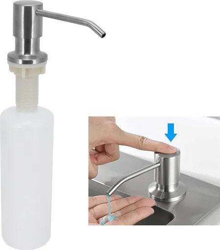 Countertop Stainless Steel Soap Dispenser for Shower and Kitchen, Silver, 300 ml