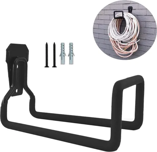 Garden Hose Holder - Metal Garden Hose Holder - Garden Hose Storage - Holder for Garden Hoses - Heavy Duty Wall Mount Watering Pipe Tube Storage Hanger - Wall-Mounted Water Hose Holder for Outdoor Garden - Black - 1 Piece