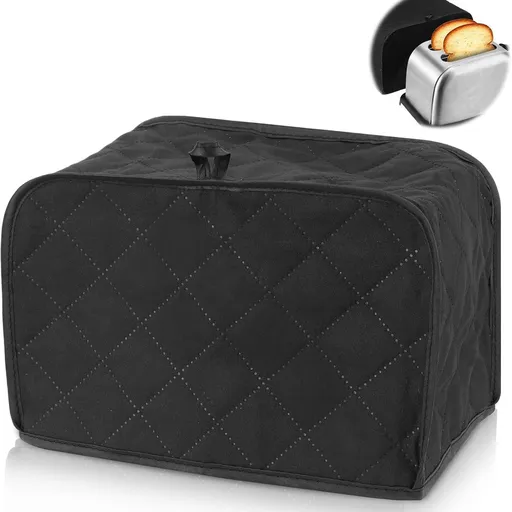 2 pack Black Toaster Cover 2 Slice, Two Slice Bread Machine Covers Quilted Toaster Covers Bread Maker Universal Size Kitchen Appliance Cover Polyester, Dust and Fingerprint Protection（Excluding bread machine）