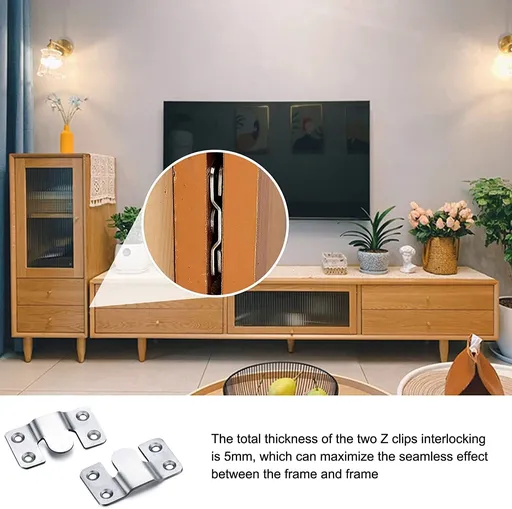Flush Mount Bracket, Headboard Wall Mounting Brackets-56 x 30mm Interlocking Hanging Bracket, Mounting Hardware (4 Pairs)