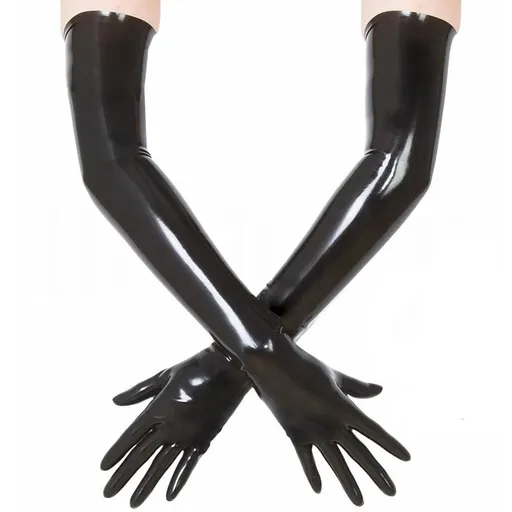 House Of Dasein Black Red Pink Latex Long Gloves Fetish Clothing Bdsm Kink Dominatrix Mistress - Black - Xl