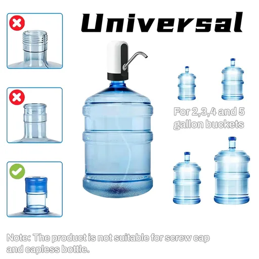 Water Dispenser for 5 Gallon Bottle,Portability Electric Water Pump with USB Data Cable,White Automatic Drinking Water Bottle Pump