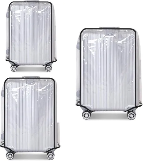 3 Pack Transparent PVC Suitcase Cover - Waterproof Luggage Protector with Velcro Closure for 20 24 28 Inch Suitcases