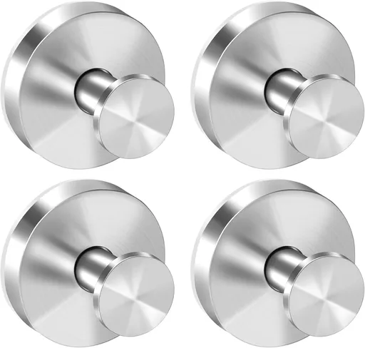 Suction Cup Hooks for Shower, Removable Towel Hooks for Bathroom Window Glass, Powerful Vacuum Shower Hook for Towel, Robe, Loofah - 4 Pack, Sliver