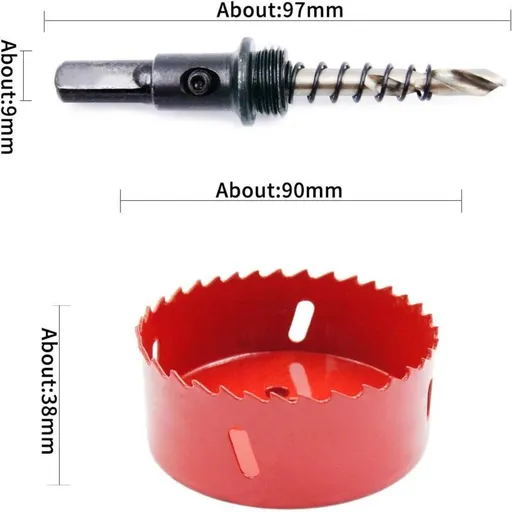 HSS Bi Metal Hole Saw with Drill Bit and Shank for Wood and Metal, 90 mm