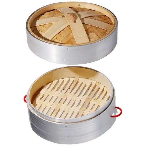 1Set Double Handle Bamboo Steamer for Cooking Dumplings and Buns Assorted Color