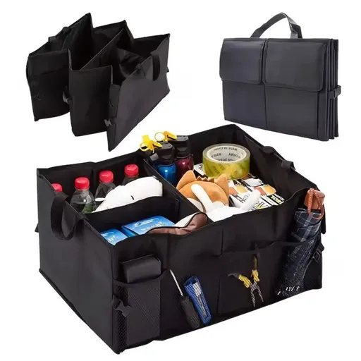 Heavy-Duty Foldable Car Trunk Organizer with Handles - Large Capacity Cargo Storage Box for Groceries & Gear (53x39x26.5 CM)