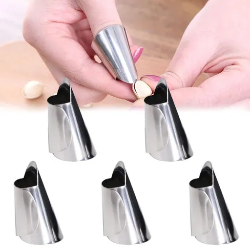 5PCS Multifunction Separator Stainless Steel Finger Protector Resistant Thumb Guard Peelers (Silver)