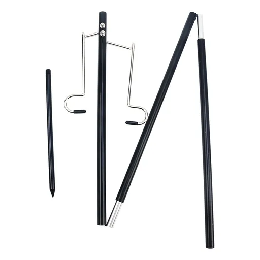 Folding Lantern Stand Pole Portable Lamp Stand Hook Collapasible Light Stand Holder for Camping Fishing Picnic BBQ Outdoor Activities (Black)