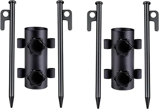 Portable Tent Holder Camping Tent Pole Holder Comes with 4 Ground Nails Tent Fixed Tube Pole Stand for Camping Fishing Hiking