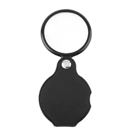 Mini Folding Magnifying Lenses with Rotating Protective Leather Sheath for Seniors Reading, Inspection, Kids for Exploration