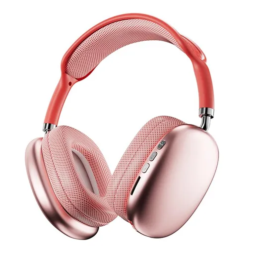 Wireless Bluetooth Over-Ear Headphones TWS Adjustable Earphones Headset Foldable Lightweight Headset for Home Office - Red