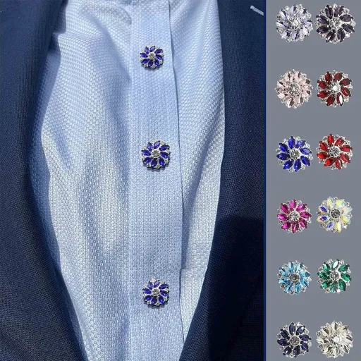 Rhinestone Button Covers, Button Covers for Women Blouses, Detachable Shirt Button Clips Buttons Jewelry, Crystal Fancy Buttons for Clothing Decorative Buttons for Crafting, DIY Multicolor 5 PCS