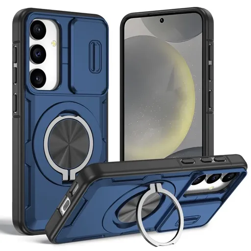 2-in-1 Magnetic Sliding Lens Case, Blue for Samsung S24