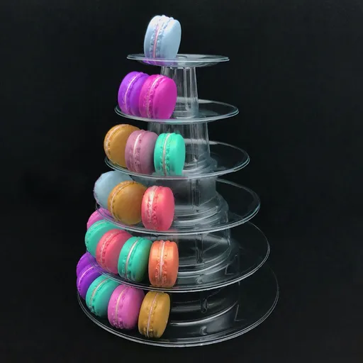 6 Tiered Tray Stand Round Macaroon Tower - Macarons Cookie Tower Display Stand for Food Display Cupcake Holder Wedding Decor