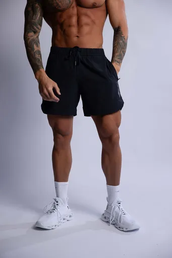 Men's Pro-Tech Performance Shorts Lightweight Breathable Fabric Integrated Compression Liner Black Medium