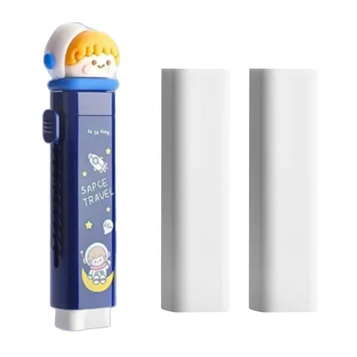 Slide Erasers, 1Pcs Cute Retractable Erasers, Slide Erasers for Kids with 2Pcs Replaceable Rubber Core, Slide Pencil Erasers