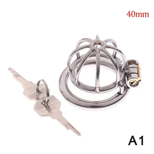 Stainless Steel Chastity Cage with Spikes, 40mm Size