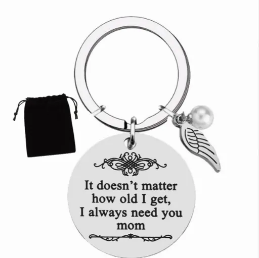 Stainless Steel Mother's Day Keychain with Gift Box and Velvet Bag Gratitude Gift for Mom Meaningful Keepsake for Local Families and Special Celebrations
