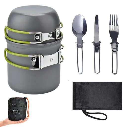 Camping Cookware Set Portable Camping Mess Kit Cooking Set Camping Cooking Set Outdoor with Stove Spoon Fork Cutter for Picnic Hiking Backpacking Travel