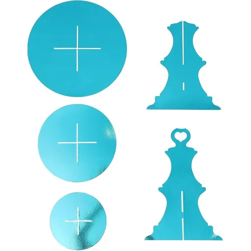 Disposable Paper 3-Tier Cake Stand, Blue, Stable Placement and Easy Assembly, Biscuits and Dessert Display Stand with Three Layer Design for Parties