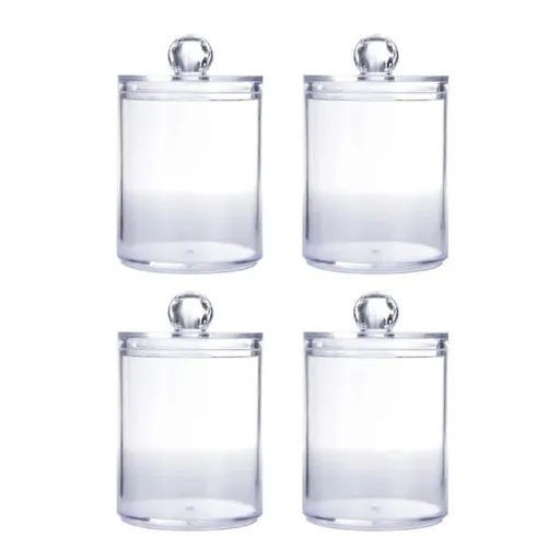Sophisticated Crystal Glass Apothecary Jars for Bathroom Accessories, Clear Glass Container with Removable Lids for Vanity Organizers, Decora