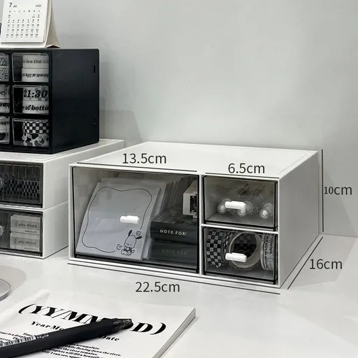 Three Grid Single Layer Desktop Storage Case, Durable Desk Organiser, Multi Slot Caddy For Simple And Convenient Item Classification