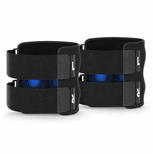 Adjustable Leg Support Brace Black（Pack of 2）- Ergonomic Leg Support with Dual Pressure Pads, Breathable OK Cloth, One Size Fits 25-53cm Calf, for Running, Hiking, Office & Daily Comfort