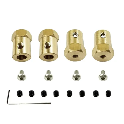 4pcs Brass combination wheel hub hexagonal adapter modified metal adapter 5mm to 12mm copper adapter Replacement Part