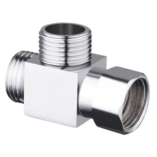 1/2" Brass Chrome 3 Way Diverter, Hose Fitting Tee, T Shape Adapter Connector for Angle Valve Hose, Bath Shower Arm
