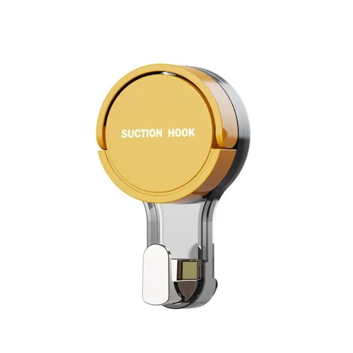 Vacuum Suction Cup Hook, No-Drill, Removable, Mark-Free Hook for Bathroom and Kitchen Walls—Yellow