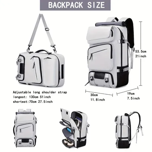 Travel Backpack Multi-Functional Backpack Convertible Backpack Shoe Compartment - Green - Size M