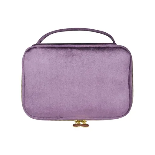 Velvet Makeup Storage Bag Multipurpose Travel Case Lavender purple