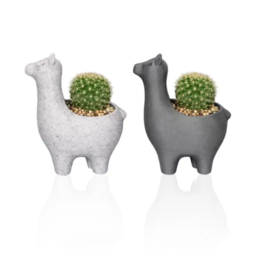 Interesting marble-colored alpaca planter, suitable for planting succulents, cacti, and small indoor plants; a versatile planter for both indoor and outdoor use.
